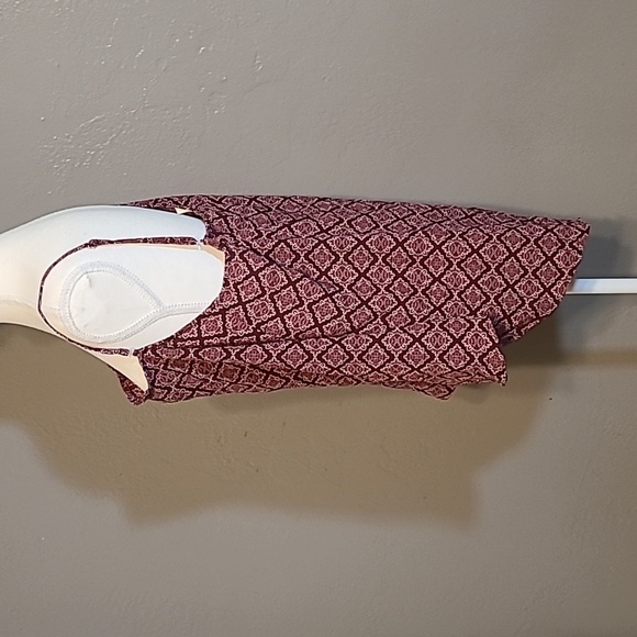 Seven Sisters XL Womens Geometric Print One-Shoulder Top Rust NWT - Picture 2 of 10